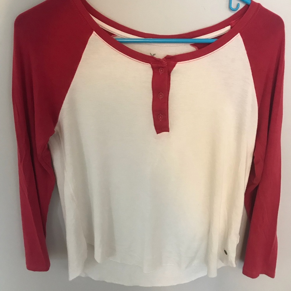 AE Red and White Baseball Tee